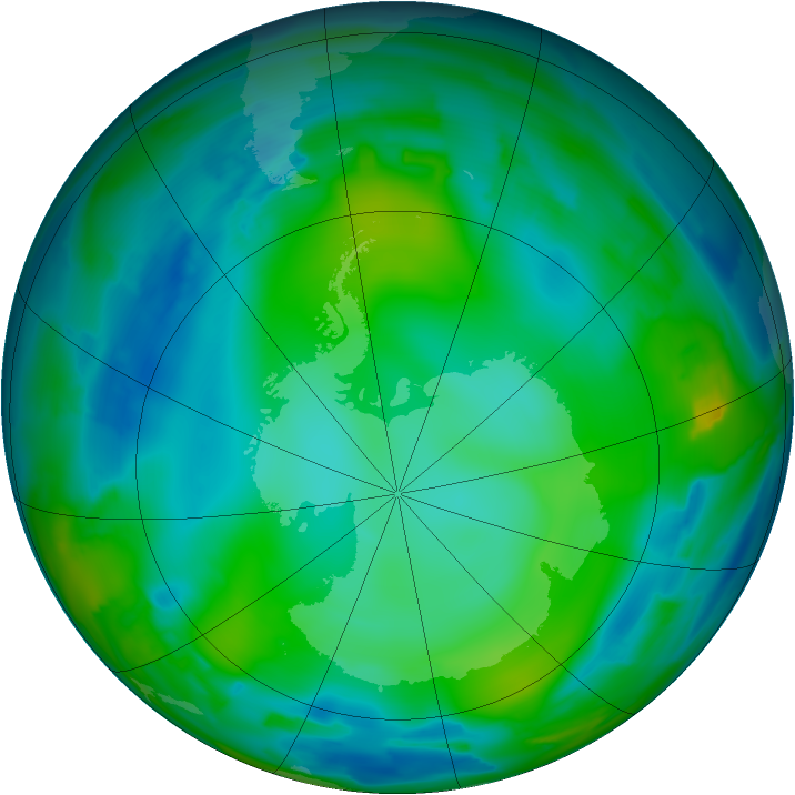 Antarctic ozone map for 10 June 2012